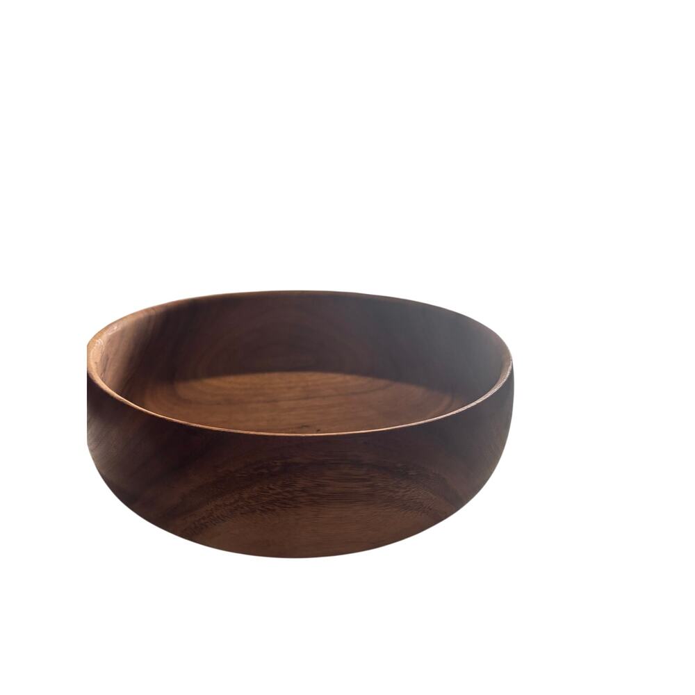 Handcrafted Vintage Wooden Bowl 9.5” Signed Salad Fruit Bowl Country Farmhouse
